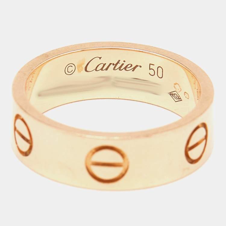 Pre Owned Cartier Love 18K Rose Gold Band Ring Size 50