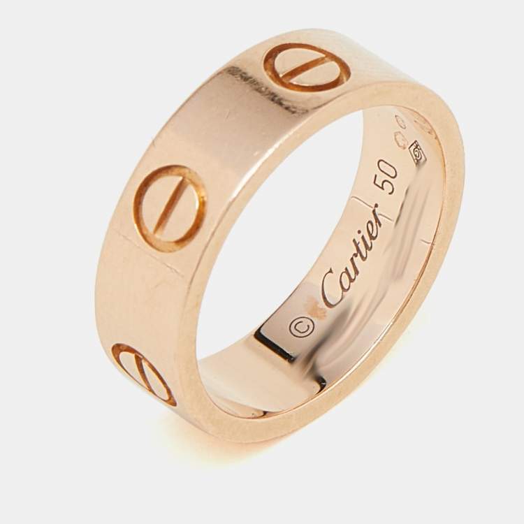 Pre Owned Cartier Love 18K Rose Gold Band Ring Size 50