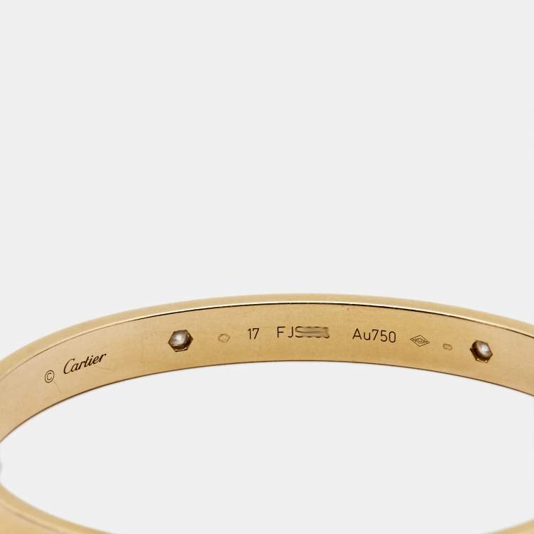 Pre Owned Cartier Love 4 Diamond 18k Rose Gold Bracelet 17