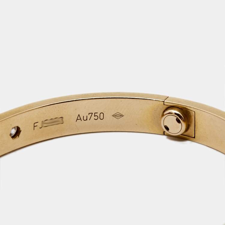 Pre Owned Cartier Love 4 Diamond 18k Rose Gold Bracelet 17
