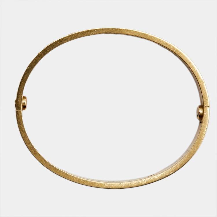 Pre Owned Cartier Love 4 Diamond 18k Rose Gold Bracelet 17