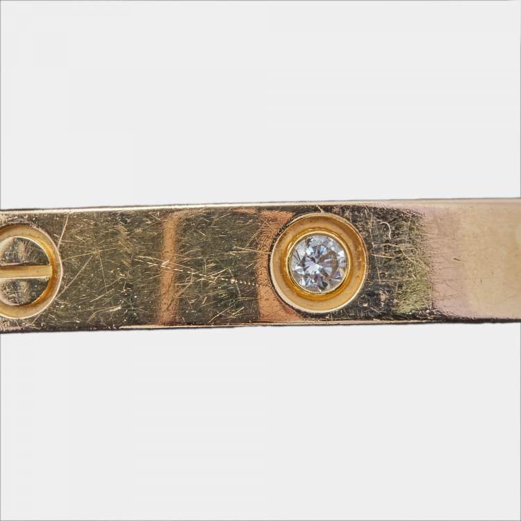Pre Owned Cartier Love 4 Diamond 18k Rose Gold Bracelet 17