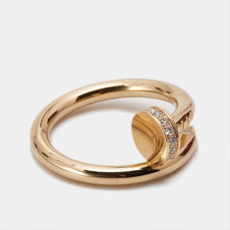 Pre Owned Cartier Juste Un Clou Diamonds 18k Yellow Gold Ring Size 52