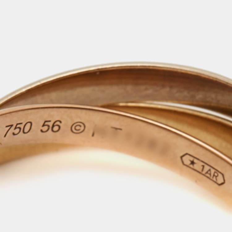 Pre Owned Cartier Trinity 18k Three Tone Gold Ring Size 56