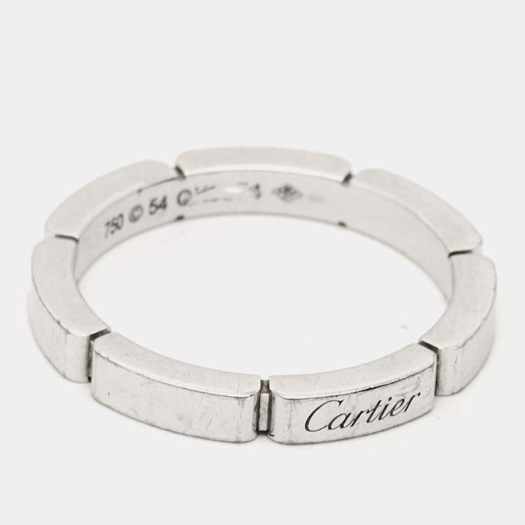 Pre Owned Cartier Mallion Panthere 18k White Gold Band Ring Size 54
