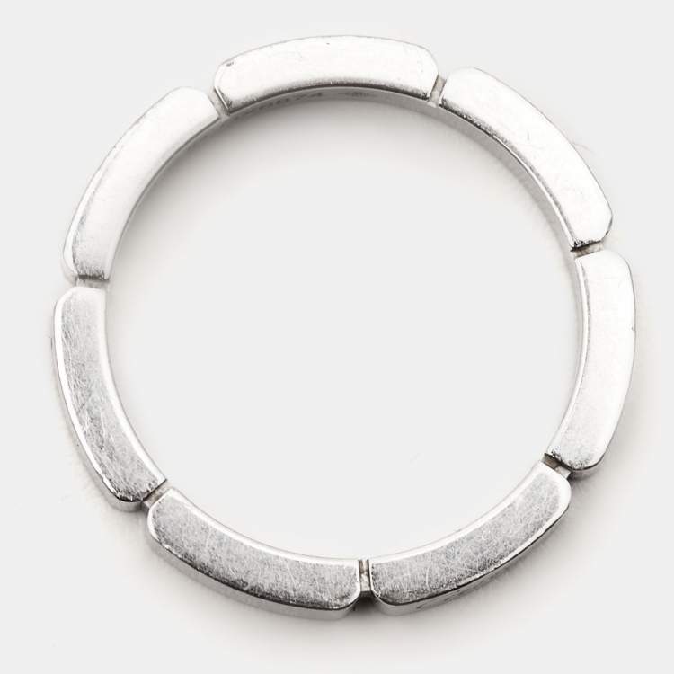 Pre Owned Cartier Mallion Panthere 18k White Gold Band Ring Size 54