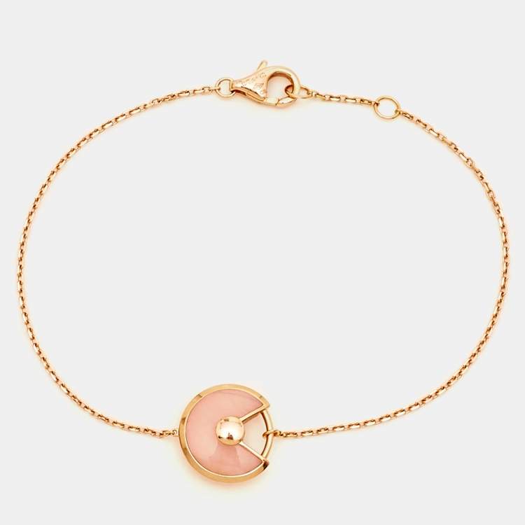 Pre Owned Cartier Amulette De Cartier Pink Opal Diamond 18k Rose Gold Bracelet