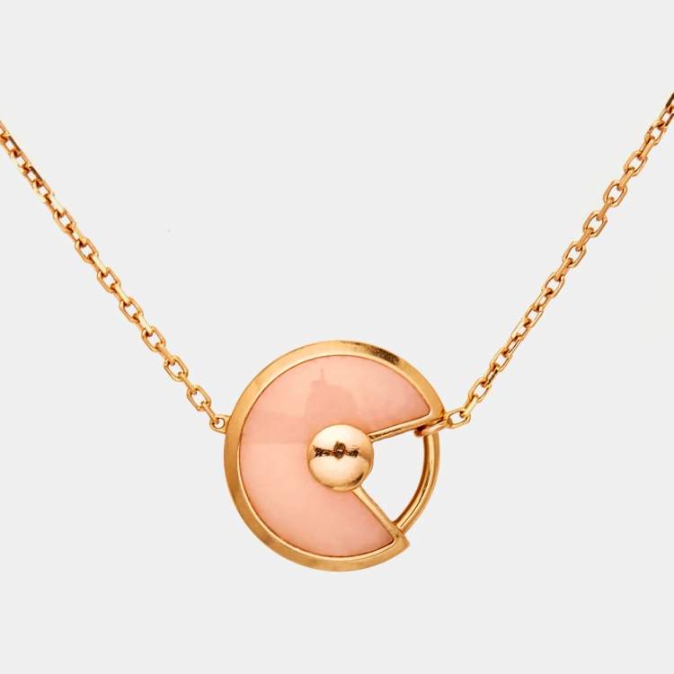 Pre Owned Cartier Amulette De Cartier Pink Opal Diamond 18k Rose Gold Bracelet