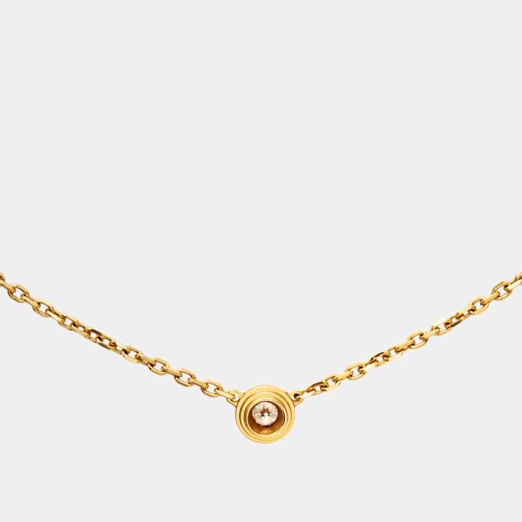 Pre Owned Cartier D'amour Diamond 18k Yellow Gold XS Model Necklace