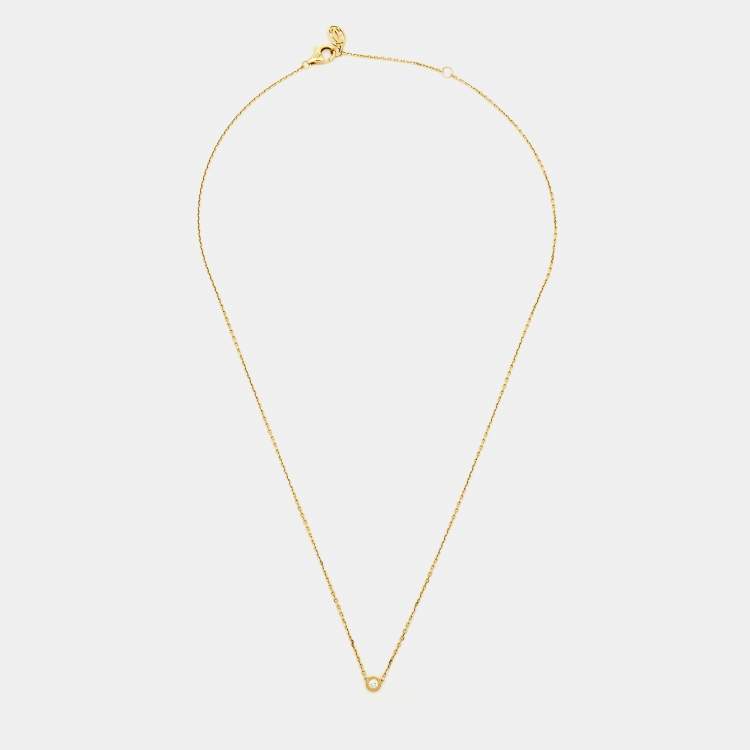 Pre Owned Cartier D'amour Diamond 18k Yellow Gold XS Model Necklace