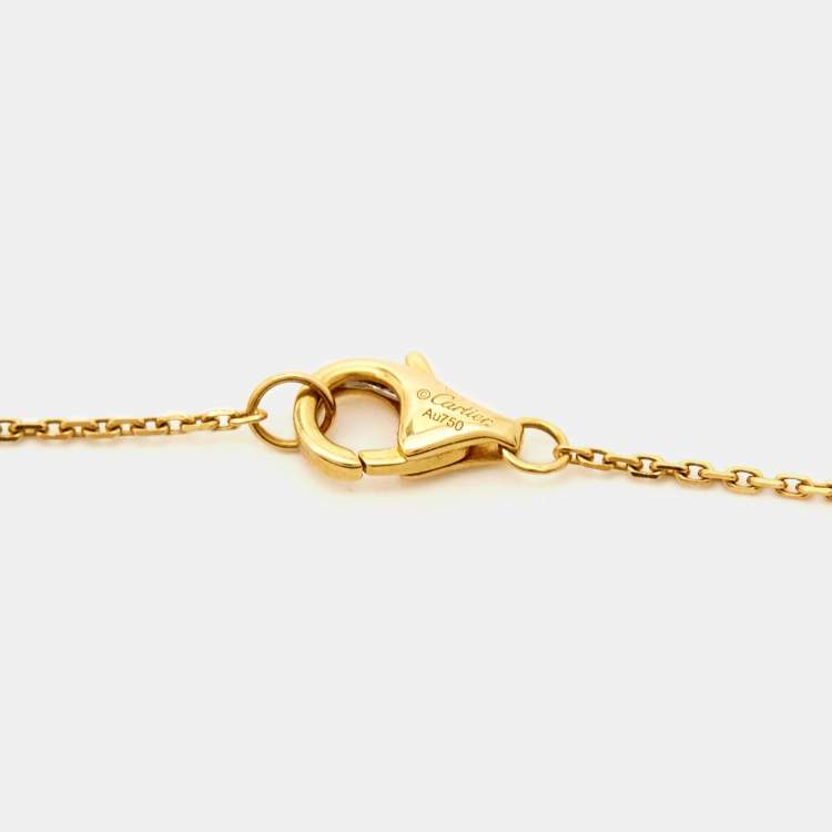 Pre Owned Cartier Amulette De Cartier Mother of Pearl Diamonds 18k Yellow Gold XS Model Necklace