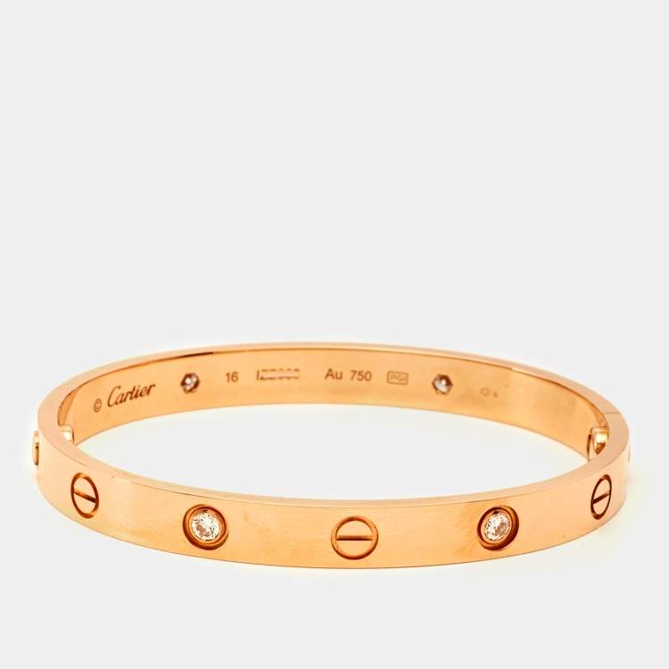 Cartier Love 4 Diamond 18k Rose Gold Bracelet 16 Cartier TLC