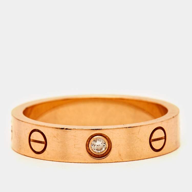 Pre Owned Cartier Love 1 Diamond 18k Rose Gold Wedding Band Ring Size 52