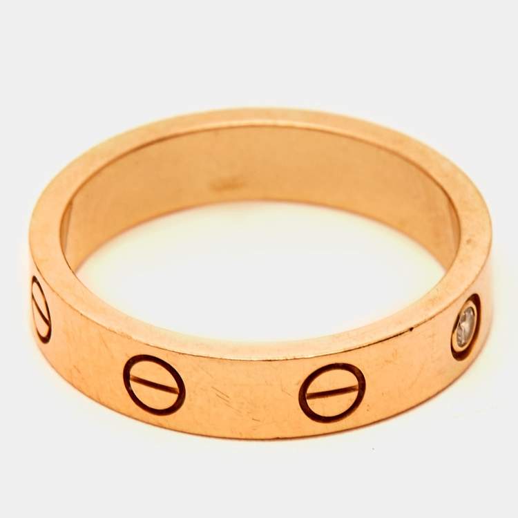 Pre Owned Cartier Love 1 Diamond 18k Rose Gold Wedding Band Ring Size 52