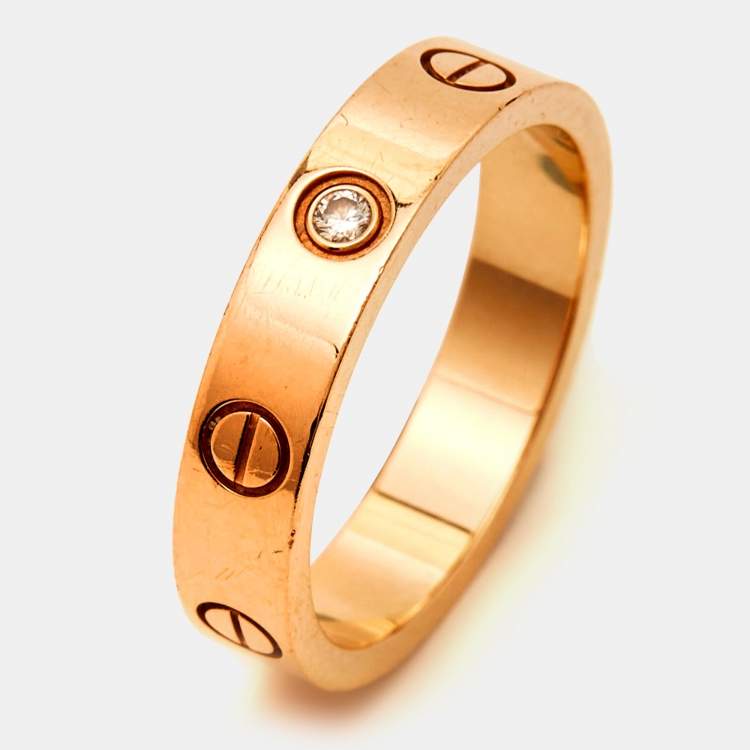 Cartier Love 1 Diamond 18k Rose Gold Wedding Band Ring Size 52