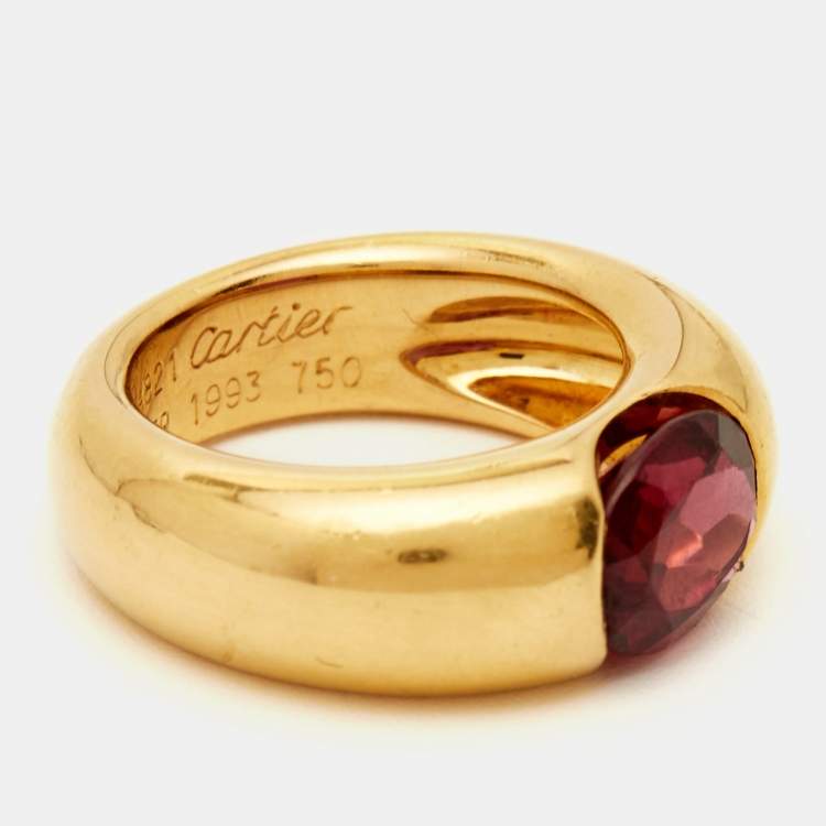 Pre Owned Cartier Eclipse Tourmaline 18k Yellow Gold Ring Size 52