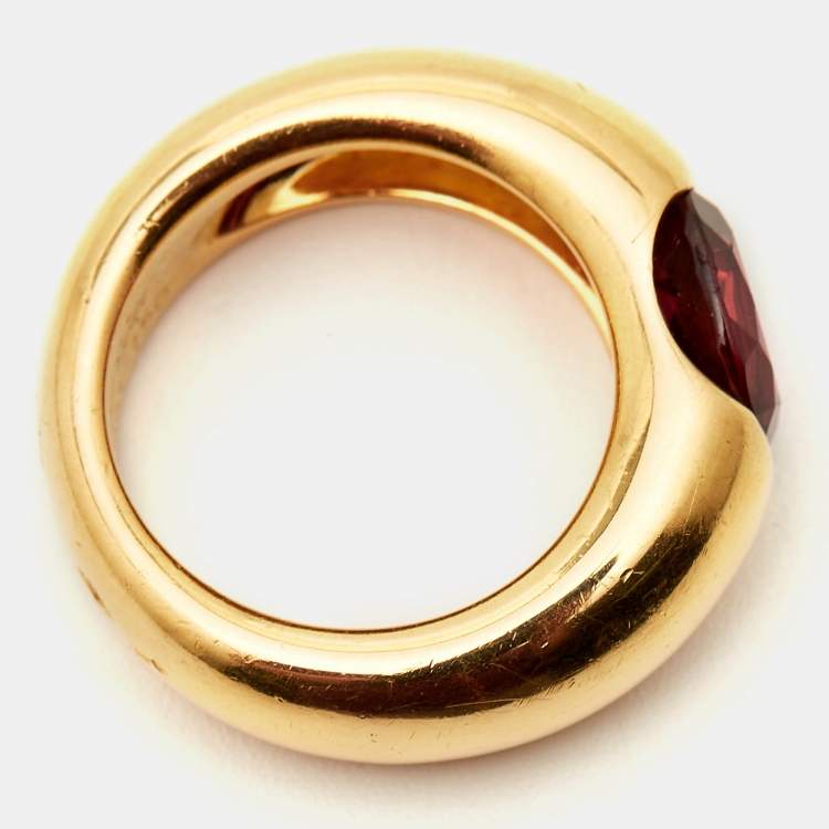 Pre Owned Cartier Eclipse Tourmaline 18k Yellow Gold Ring Size 52