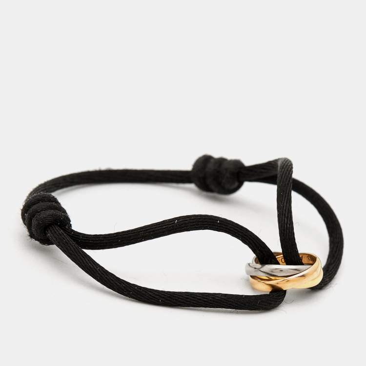 مملوكة مسبقًا Cartier Trinity 18k Three Tone Gold Adjustable Black Cord Bracelet