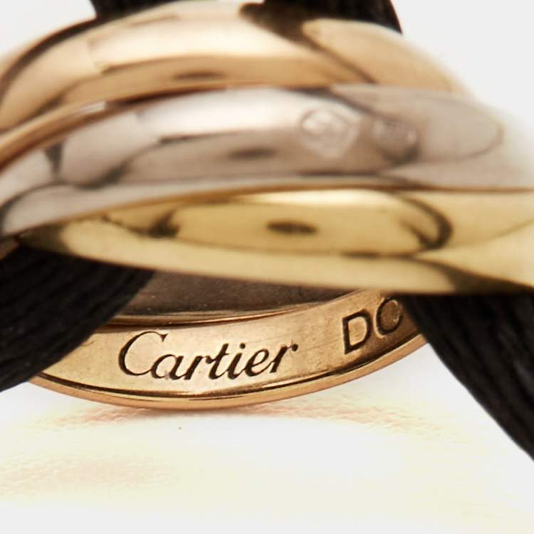 مملوكة مسبقًا Cartier Trinity 18k Three Tone Gold Adjustable Black Cord Bracelet