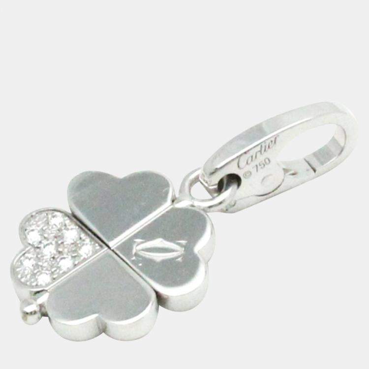 Cartier 18K White Gold and Diamond Four Leaf Clover Charm Cartier