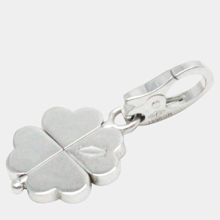 Cartier 18K White Gold and Diamond Four Leaf Clover Charm Cartier