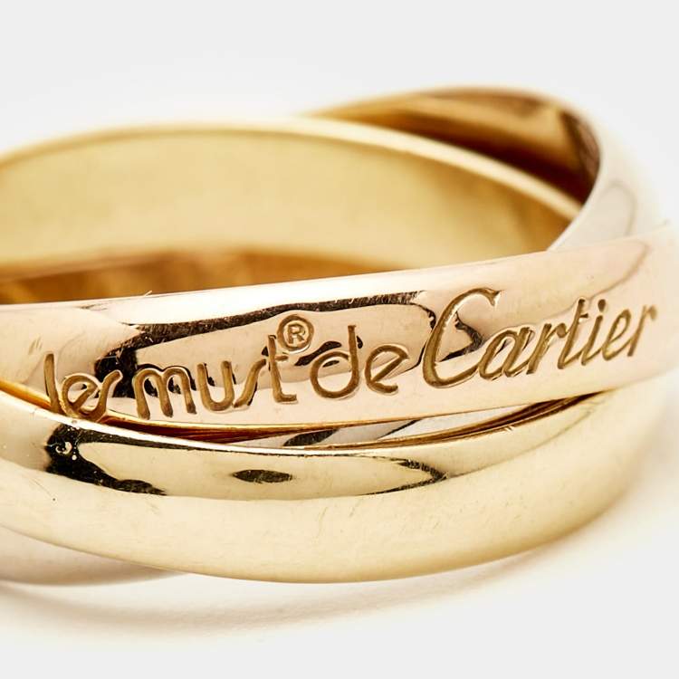 مملوكة مسبقًا Cartier Les Must de Cartier 18K Three Tone Gold Ring 50
