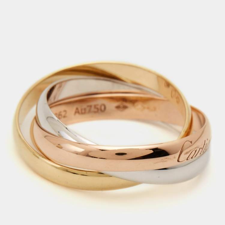 Pre Owned Cartier Trinity De Cartier 18K Three Tone Gold Ring 50