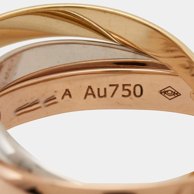 Pre Owned Cartier Trinity De Cartier 18K Three Tone Gold Ring 50