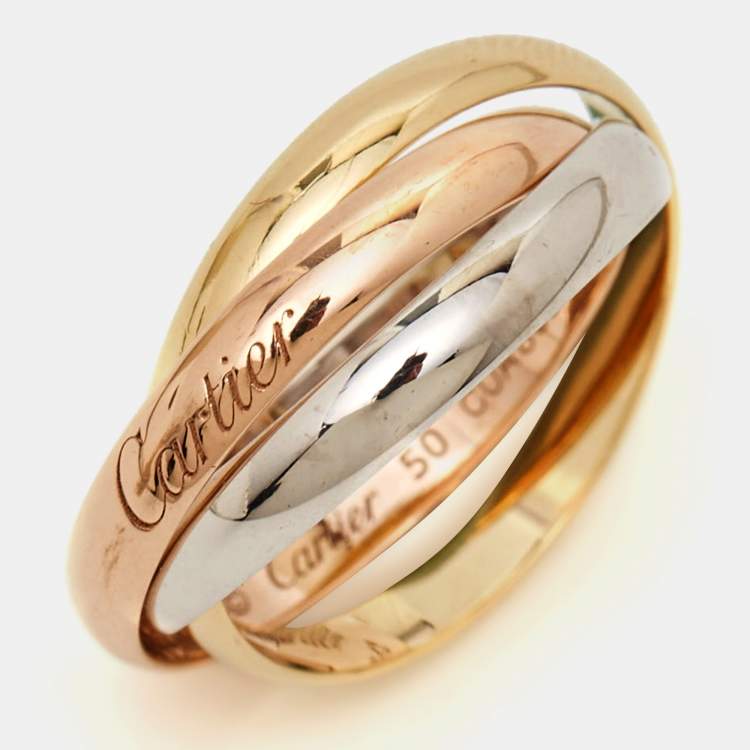 Pre Owned Cartier Trinity De Cartier 18K Three Tone Gold Ring 50