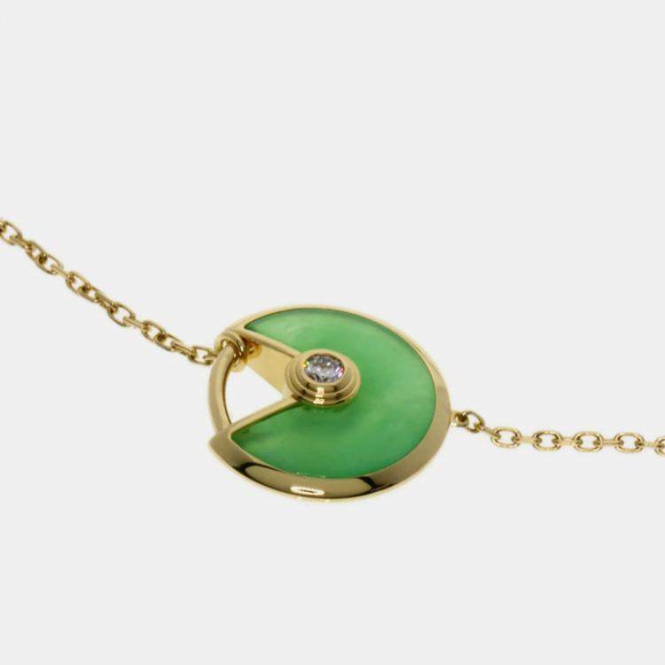 Cartier 18K Yellow Gold Chrysoprase Diamond Amulette de Cartier