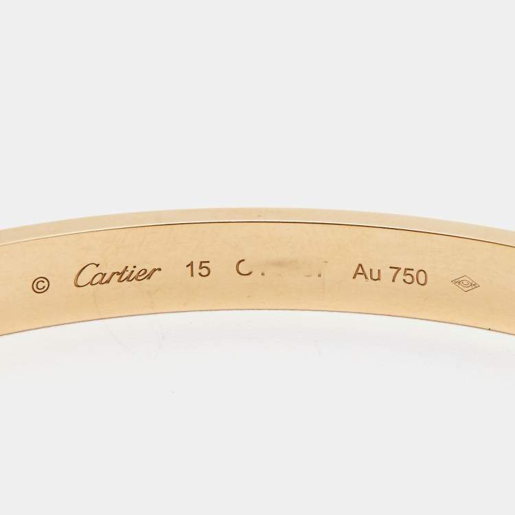 Pre Owned Cartier Love 18k Yellow Gold Bracelet 15