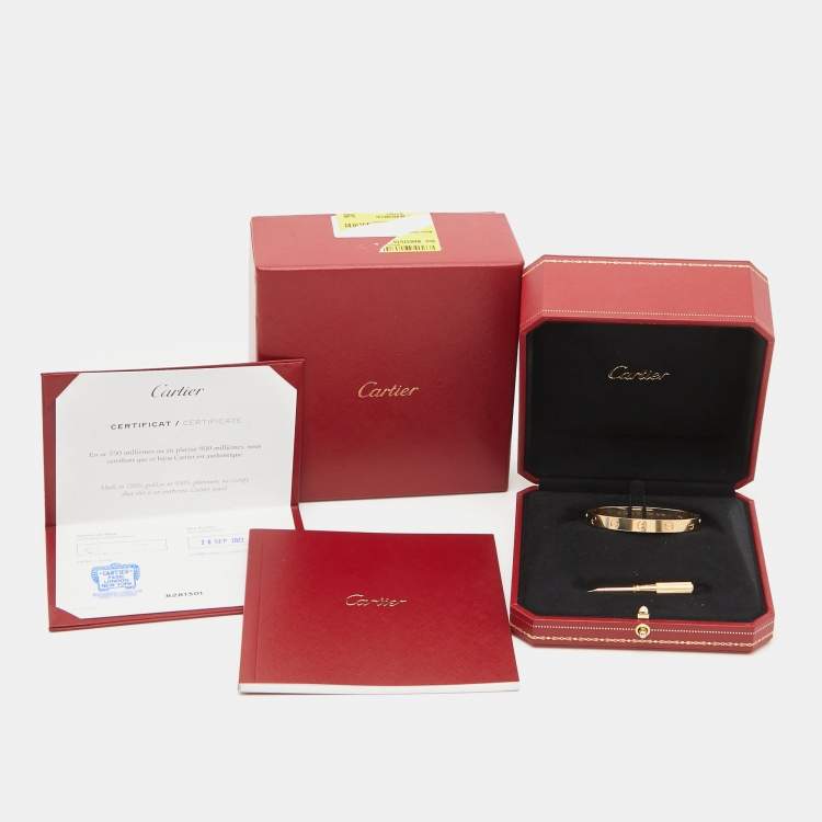 Pre Owned Cartier Love 18k Yellow Gold Bracelet 15