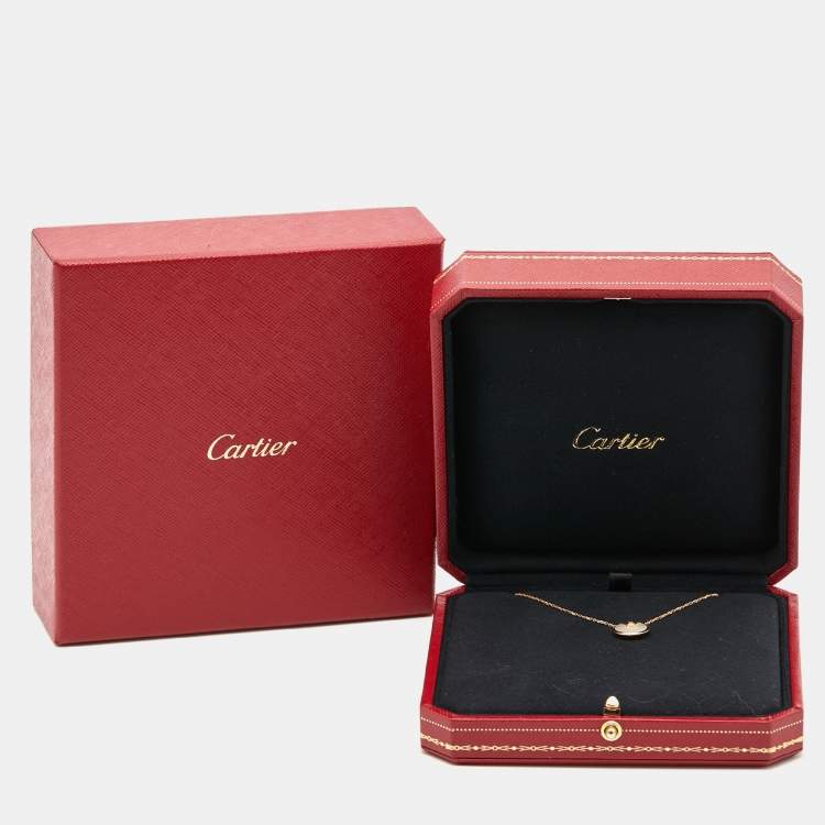 Pre Owned Cartier Amulette De Cartier Mother of Pearl Diamond 18k Yellow Gold XS Model Necklace