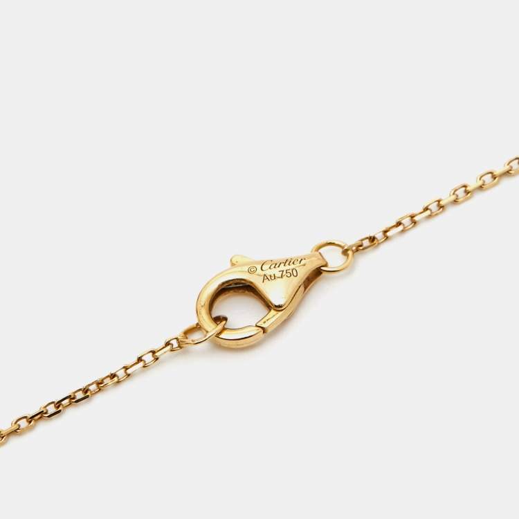 Pre Owned Cartier Amulette De Cartier Mother of Pearl Diamond 18k Yellow Gold XS Model Necklace