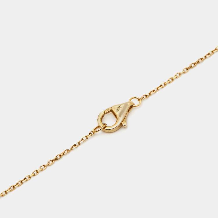 Pre Owned Cartier Amulette De Cartier Mother of Pearl Diamond 18k Yellow Gold XS Model Necklace
