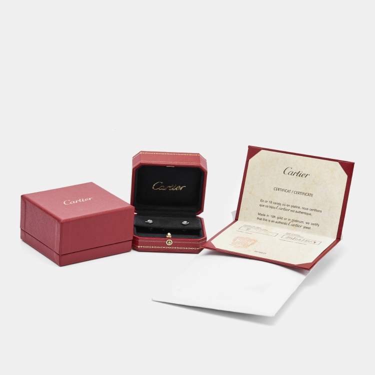 Pre Owned Cartier Trinity Ceramic Diamond 18k White Gold Earrings