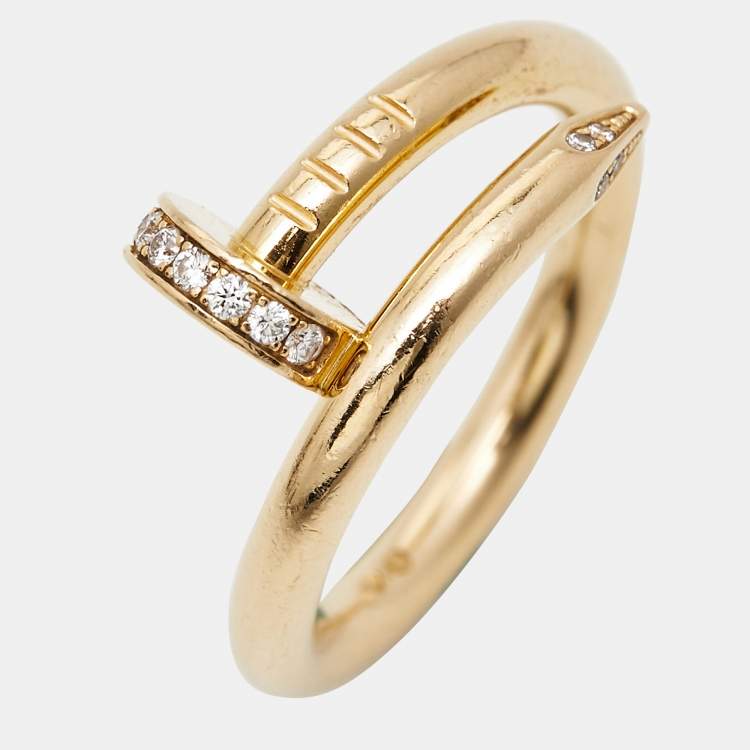 مملوكة مسبقًا Cartier Juste Un Clou Diamond 18k Yellow Gold Ring Size 51