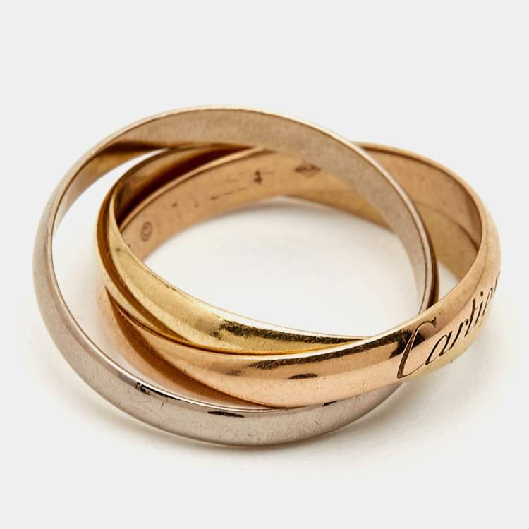 Pre Owned Cartier Trinity 18k Three Tone Gold Small Model Ring Size 50