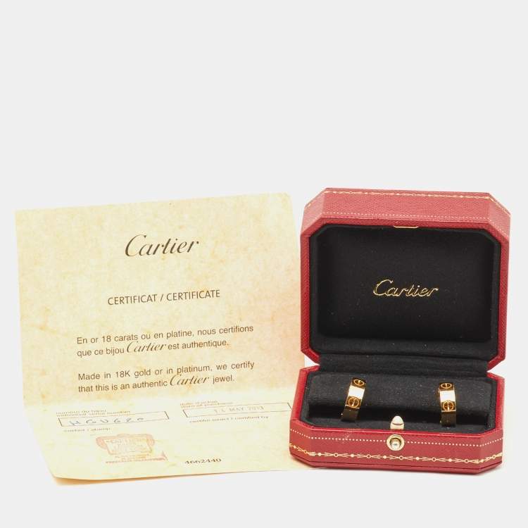 Pre Owned Cartier Love 18K Yellow Gold Hoop Earrings