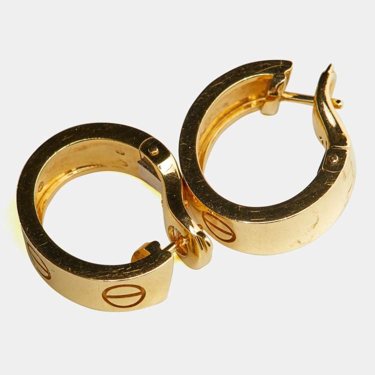 Pre Owned Cartier Love 18K Yellow Gold Hoop Earrings