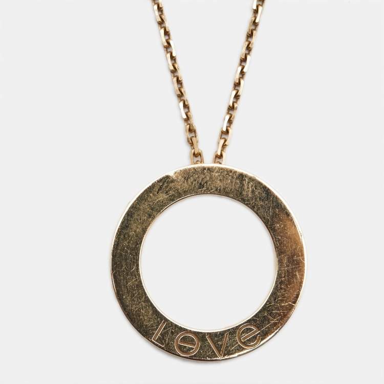 Pre Owned Cartier Love Diamond 18k Rose Gold Necklace