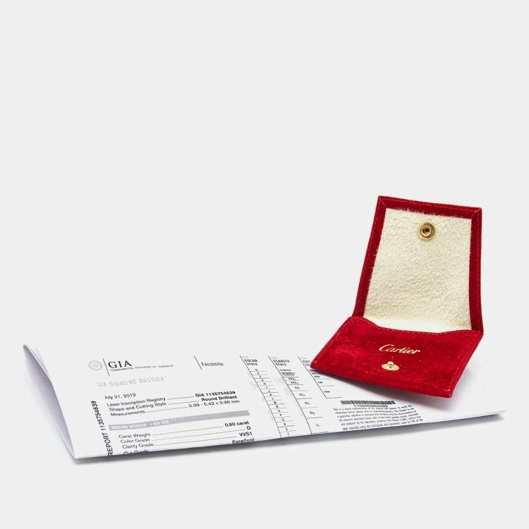 Pre Owned Cartier 1895 Solitare Diamonds Platinum Earrings