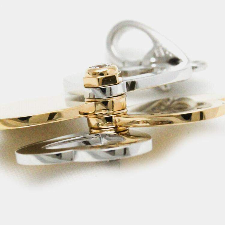 Pre Owned Cartier 18K White Gold, Rose Gold and Diamond 4 Leaf Clover Charm