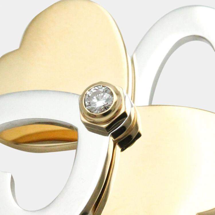 Pre Owned Cartier 18K White Gold, Rose Gold and Diamond 4 Leaf Clover Charm