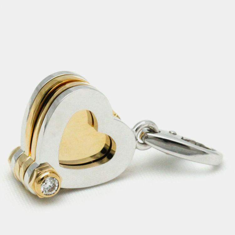 Pre Owned Cartier 18K White Gold, Rose Gold and Diamond 4 Leaf Clover Charm