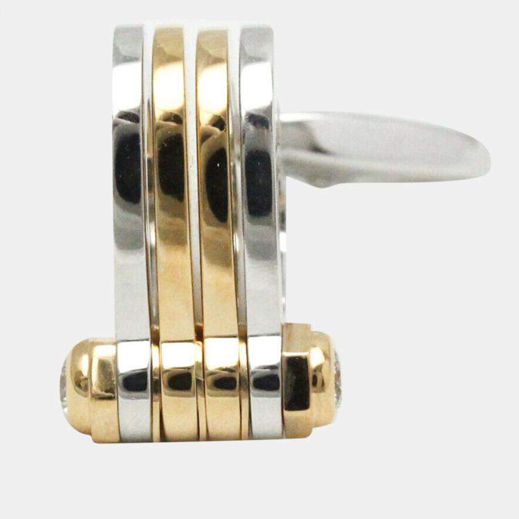 Pre Owned Cartier 18K White Gold, Rose Gold and Diamond 4 Leaf Clover Charm