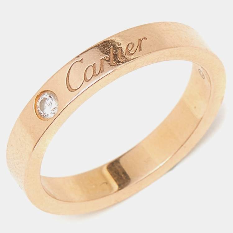 Pre Owned Cartier C De Cartier Diamond 18k Rose Gold Ring Size 50