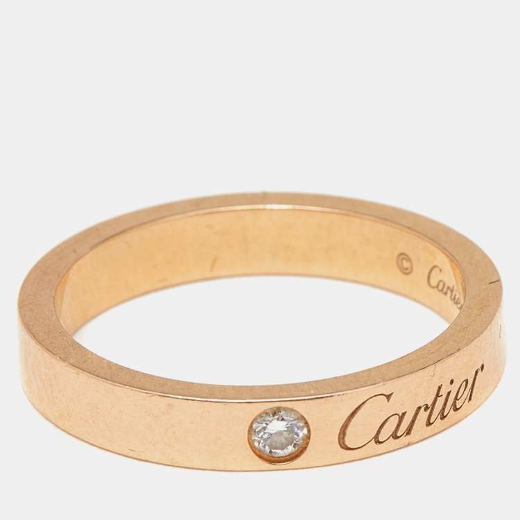 Pre Owned Cartier C De Cartier Diamond 18k Rose Gold Ring Size 50