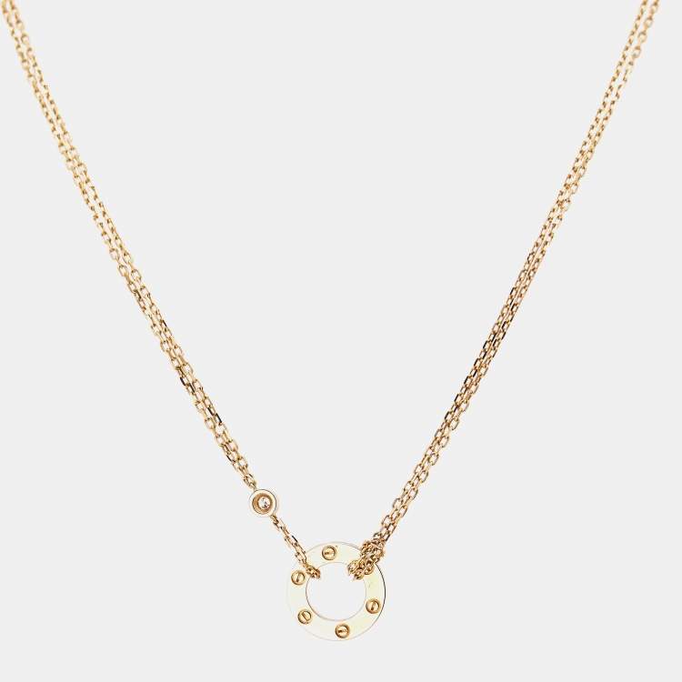 Pre Owned Cartier Love Diamond 18k Yellow Gold Necklace