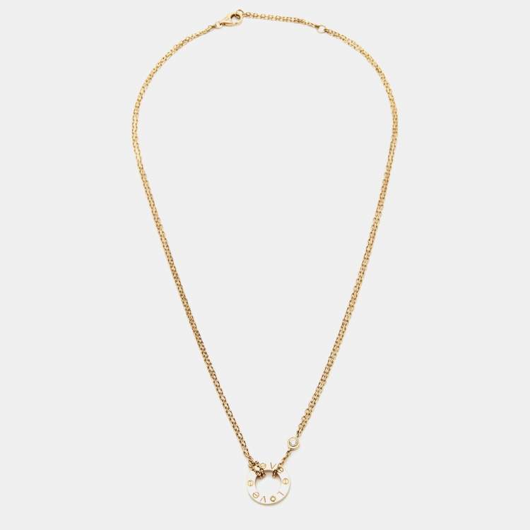 Pre Owned Cartier Love Diamond 18k Yellow Gold Necklace